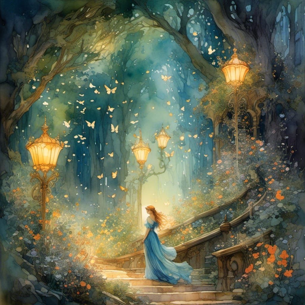 Fairytale Fae Statue in Watercolor Style