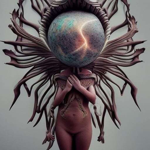 Celestial Woman in Surreal Star, Fairytale Art