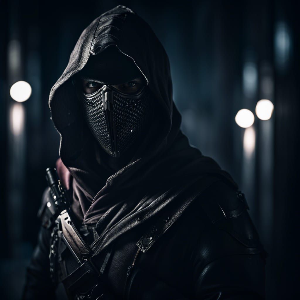 Hyperrealistic Assassin in Dark Cinematic Lighting