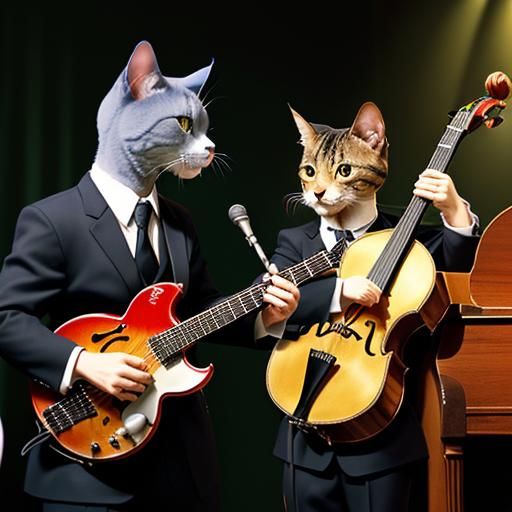 Anthropomorphic Cats Jazz Band Performance