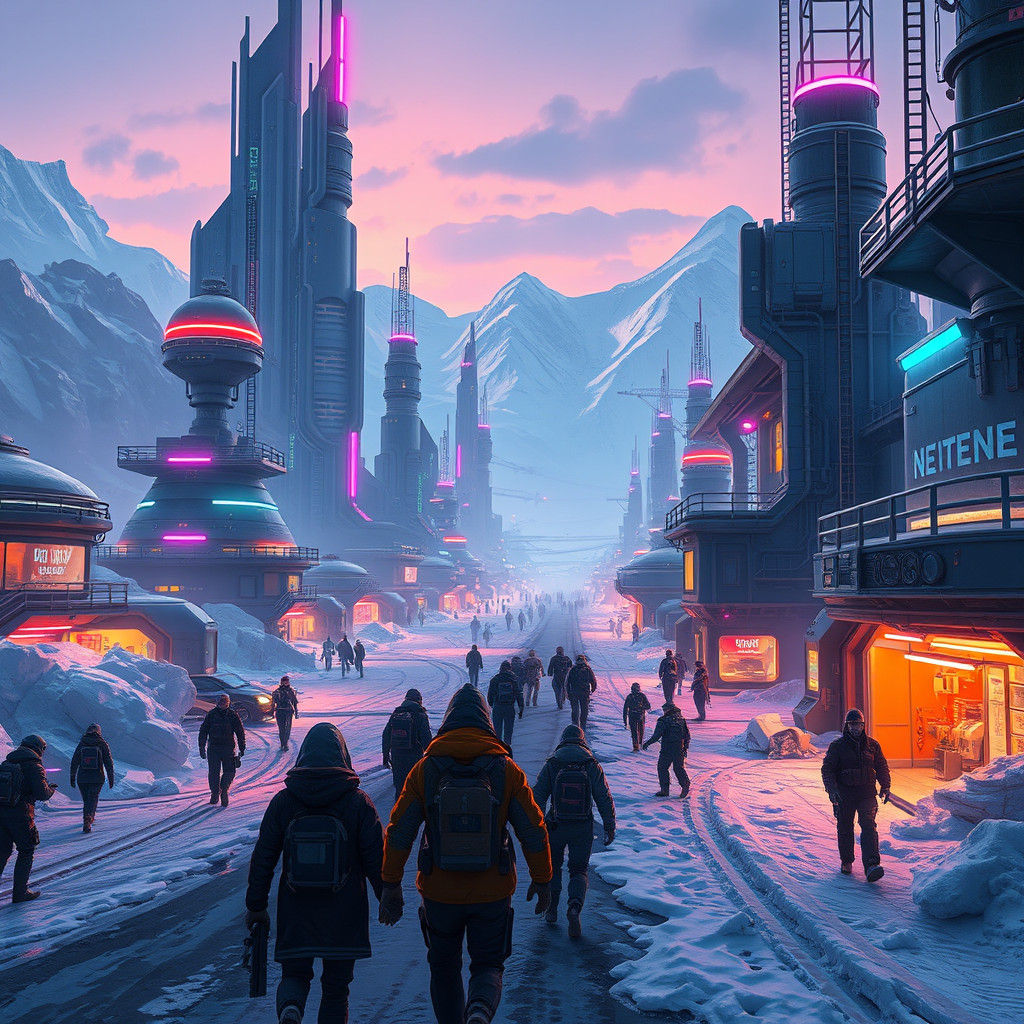 Futuristic Antarctic City in Matte Painting Style