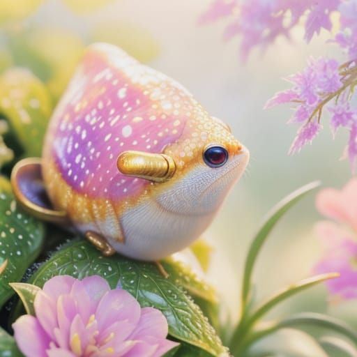 Hyper-Realistic Anime Slug in Dewy Garden