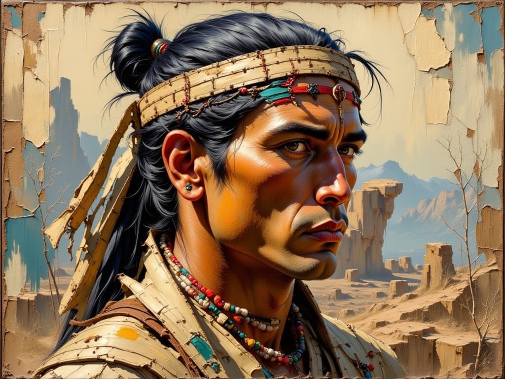 Hopi Warrior Portrait from 1850s