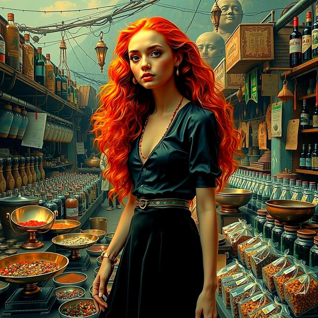 Exotic Spice Market: Intricate and Vibrant Scene