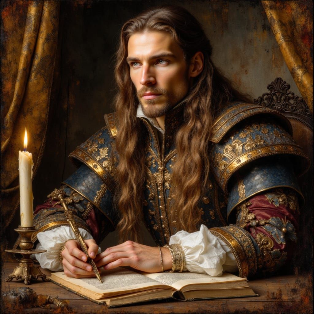 Renaissance Nobleman Portrait in Atmospheric Digital Paintin...