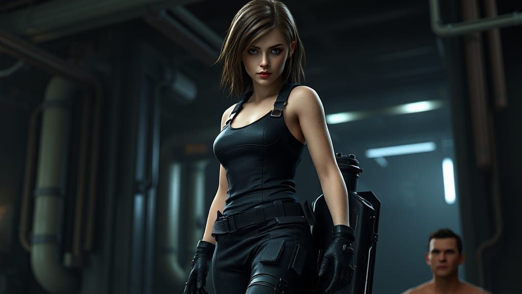 Hyper-Realistic CGI Alice in Dark, Gritty Tactical Gear