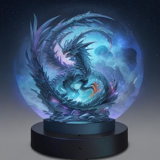 Floral Dragon in Night Sky with Frozen Time Effect