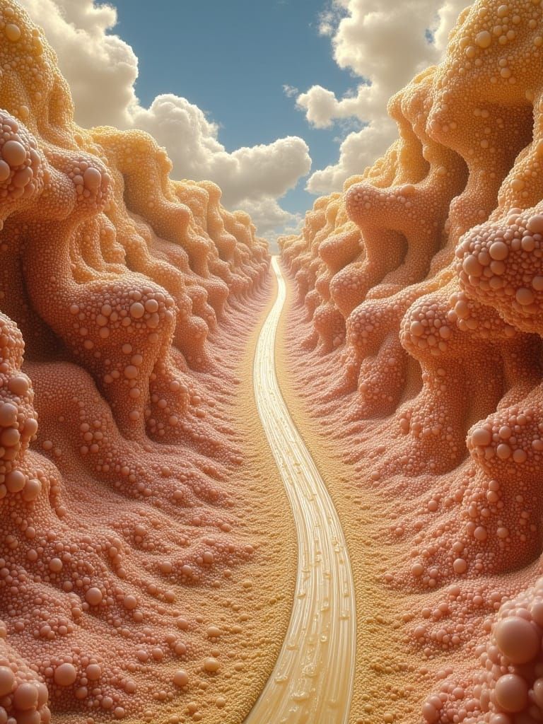 Surreal Landscape: Long Road in Shabby Chic Style