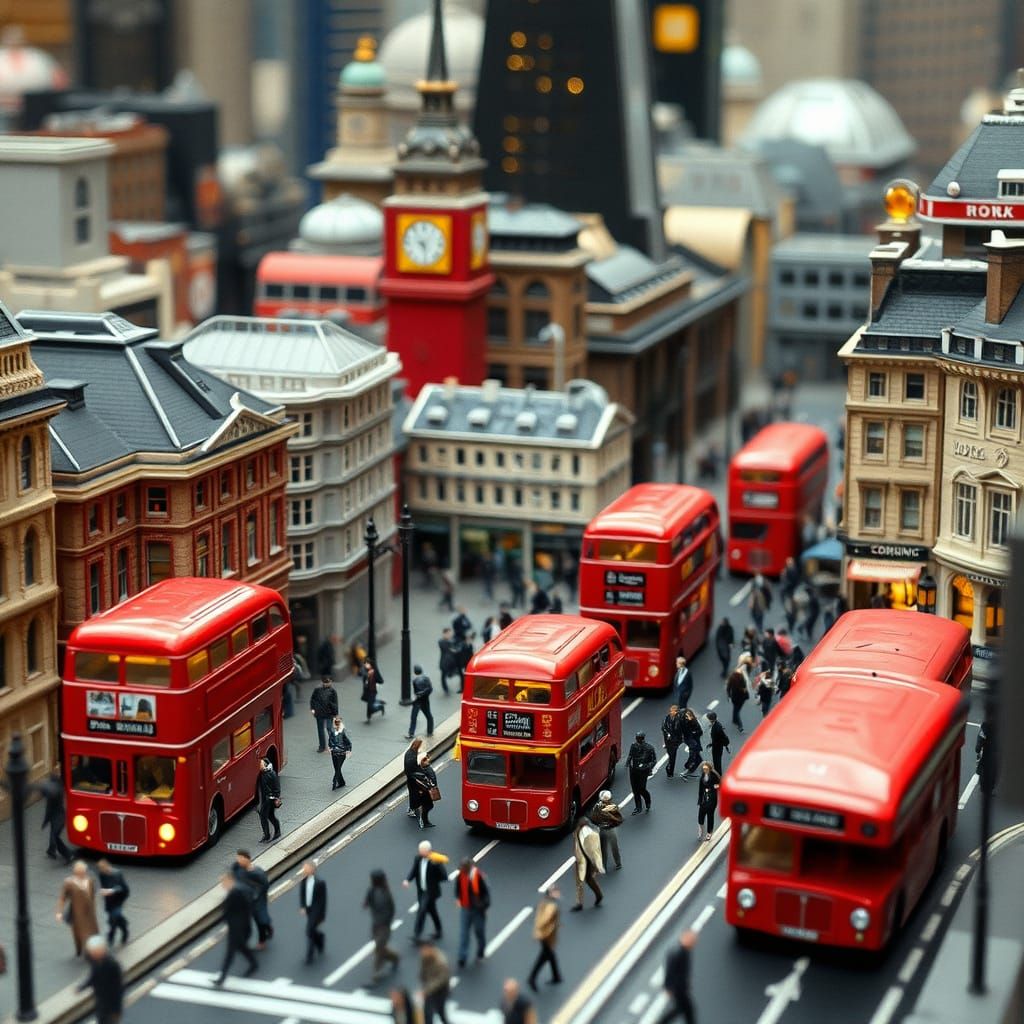 Miniature London Model City in Sci-Fi Style