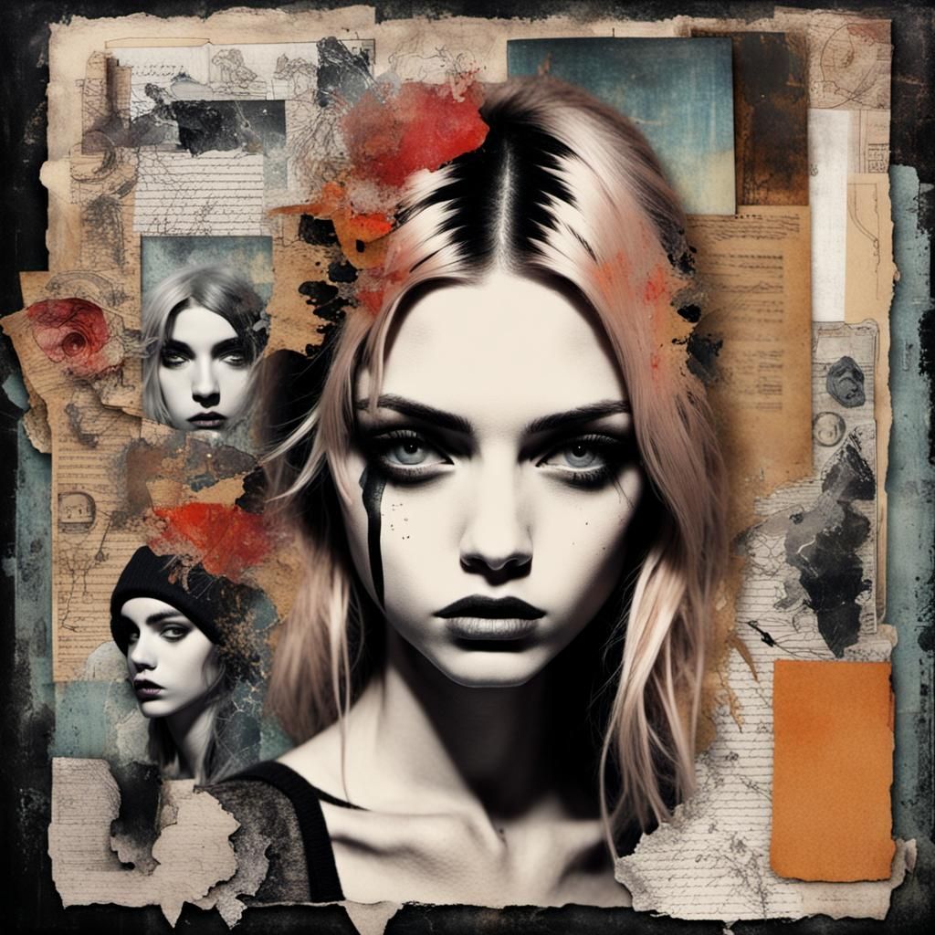 Grunge Style Digital Collage Art