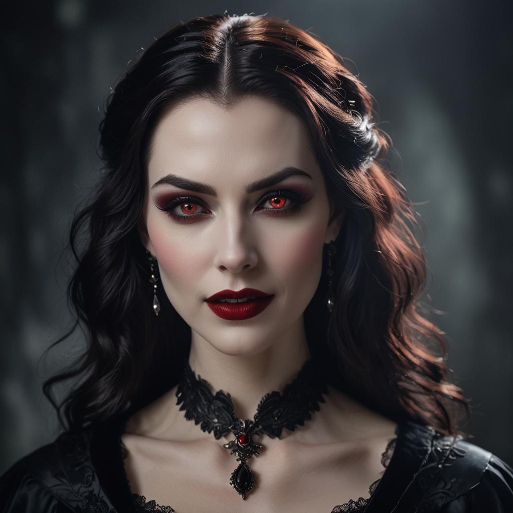 Captivating Vampire with Glowing Eyes in Dark Romanticism