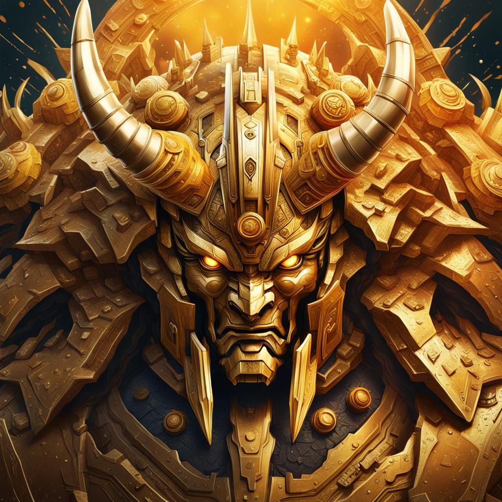 Golden Unicorn Hyperrealistic Splash Art