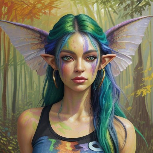 Goblin Fairy Hybrid Embodies Fantasy in Bold Neo-Impressioni...