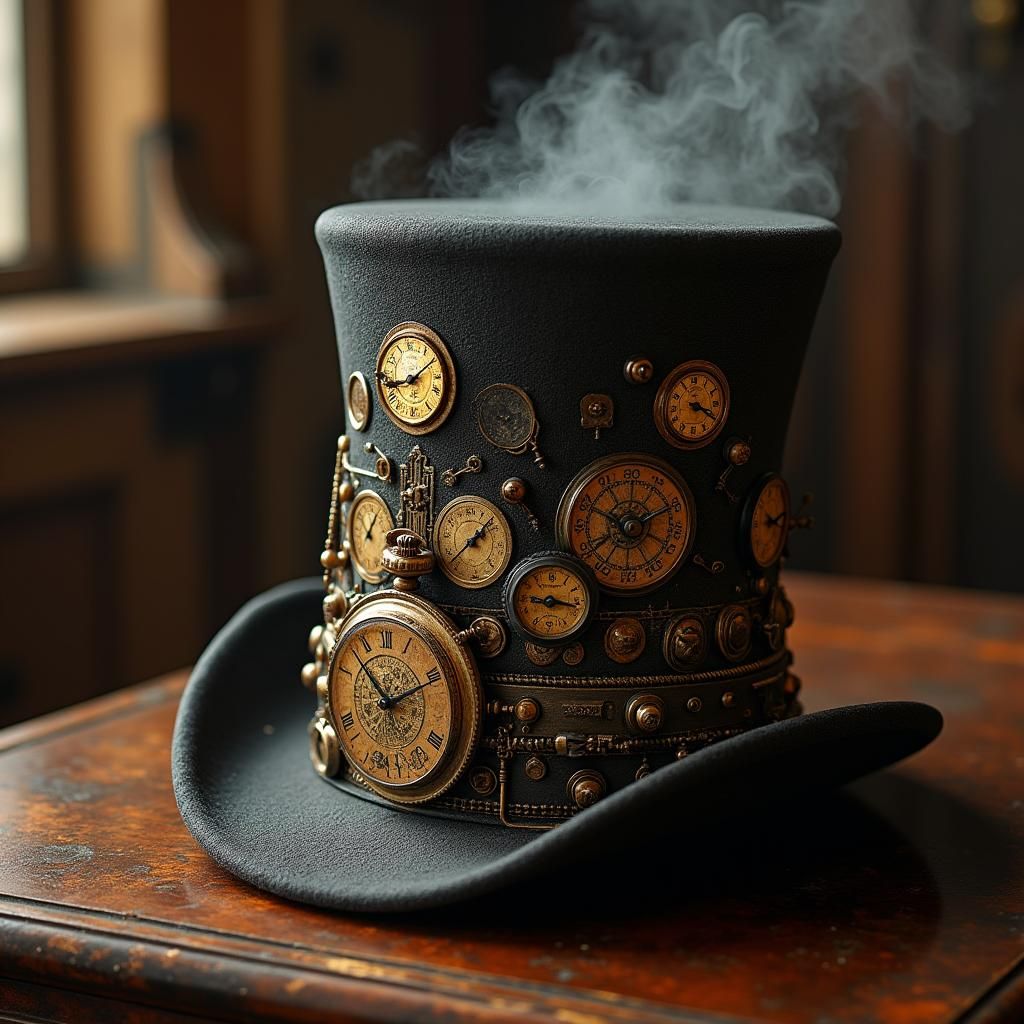 Steampunk Top Hat with Clockwork Gears