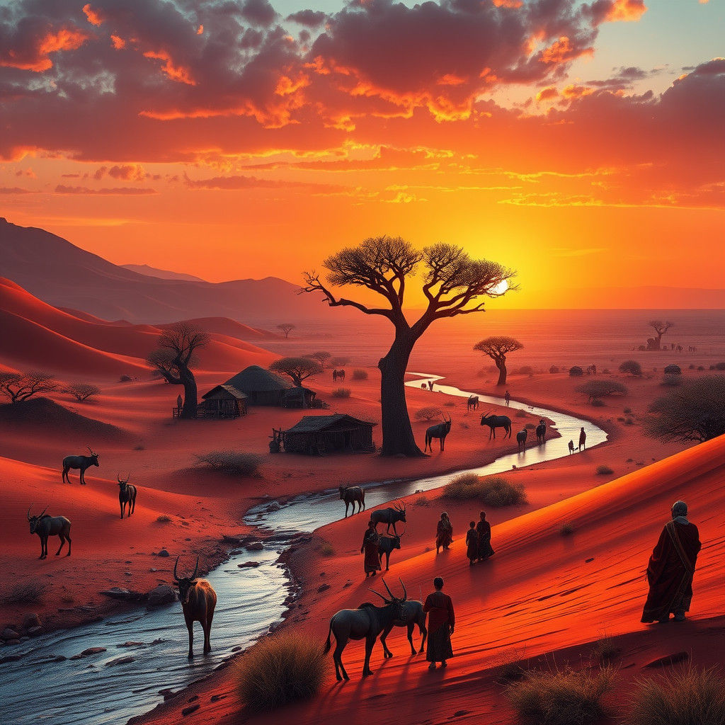 Himba Village at Sunset: A Desert Oasis