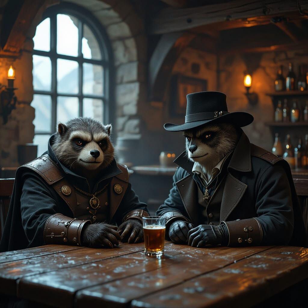 Gritty Detectives in Medieval Pub Matte Painting