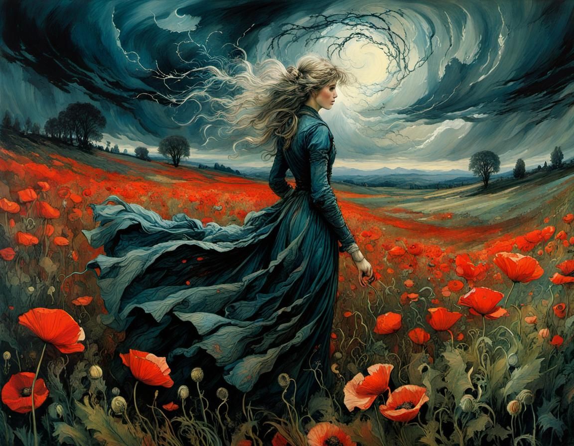 Poppy Field Storm: Fairytale Romanticism