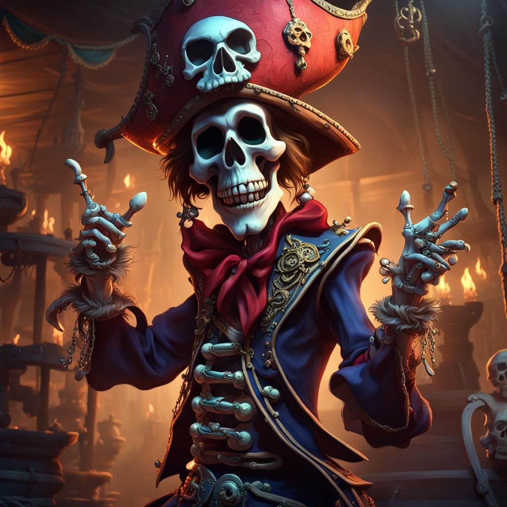 Dancing Skull Jester in Monkey Island Style