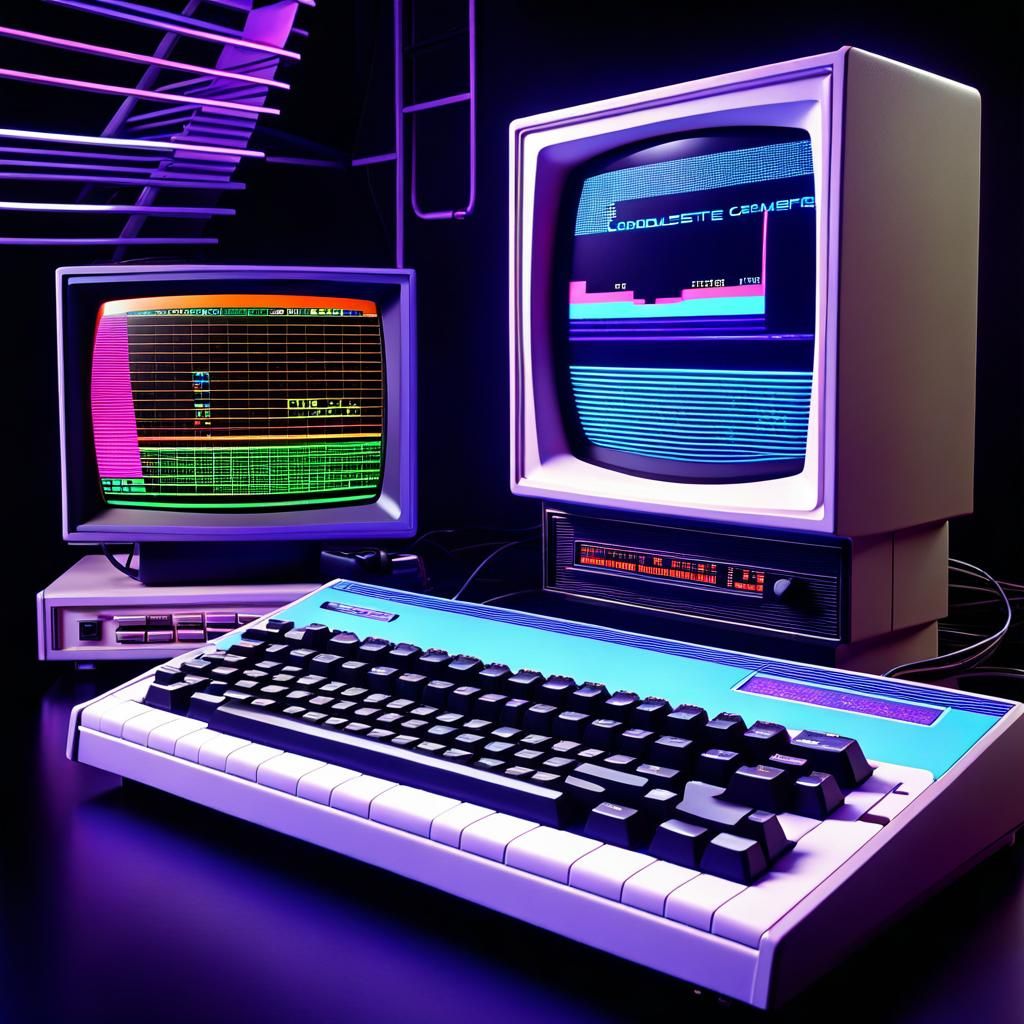 Vaporwave Commodore 64 Retro Gaming Setup