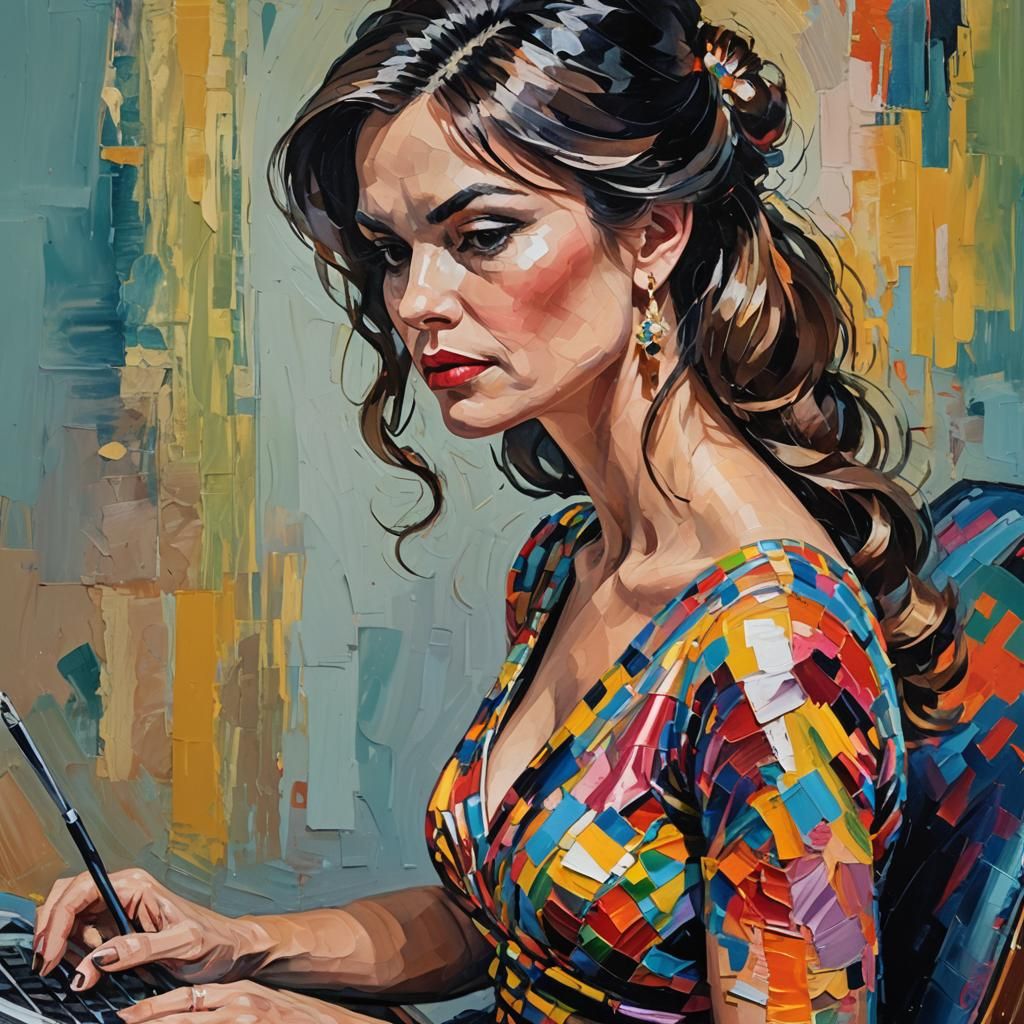 Neo-Impressionist Portrait with Allspark Computer