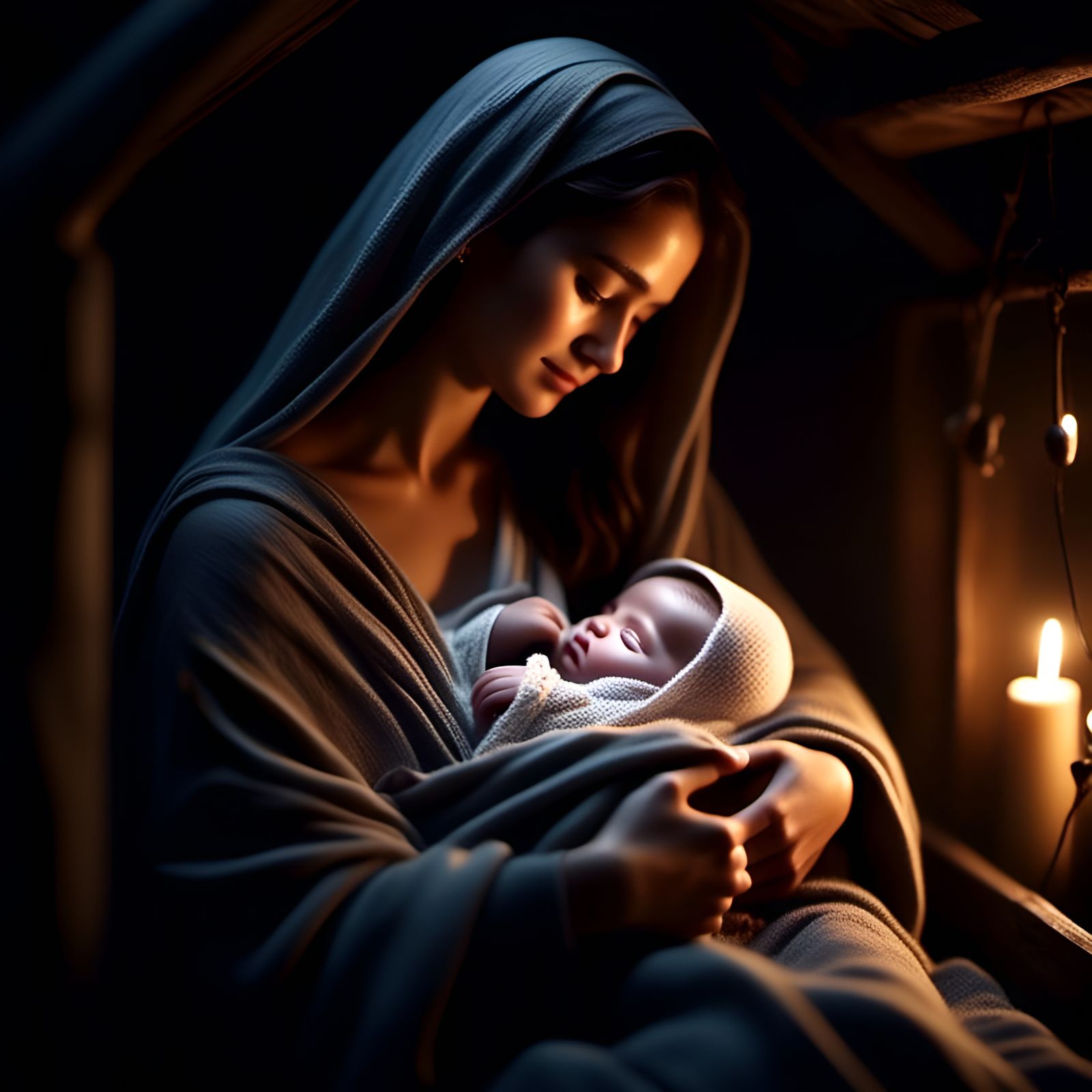 Peaceful Portrait of Mary and Baby Jesus