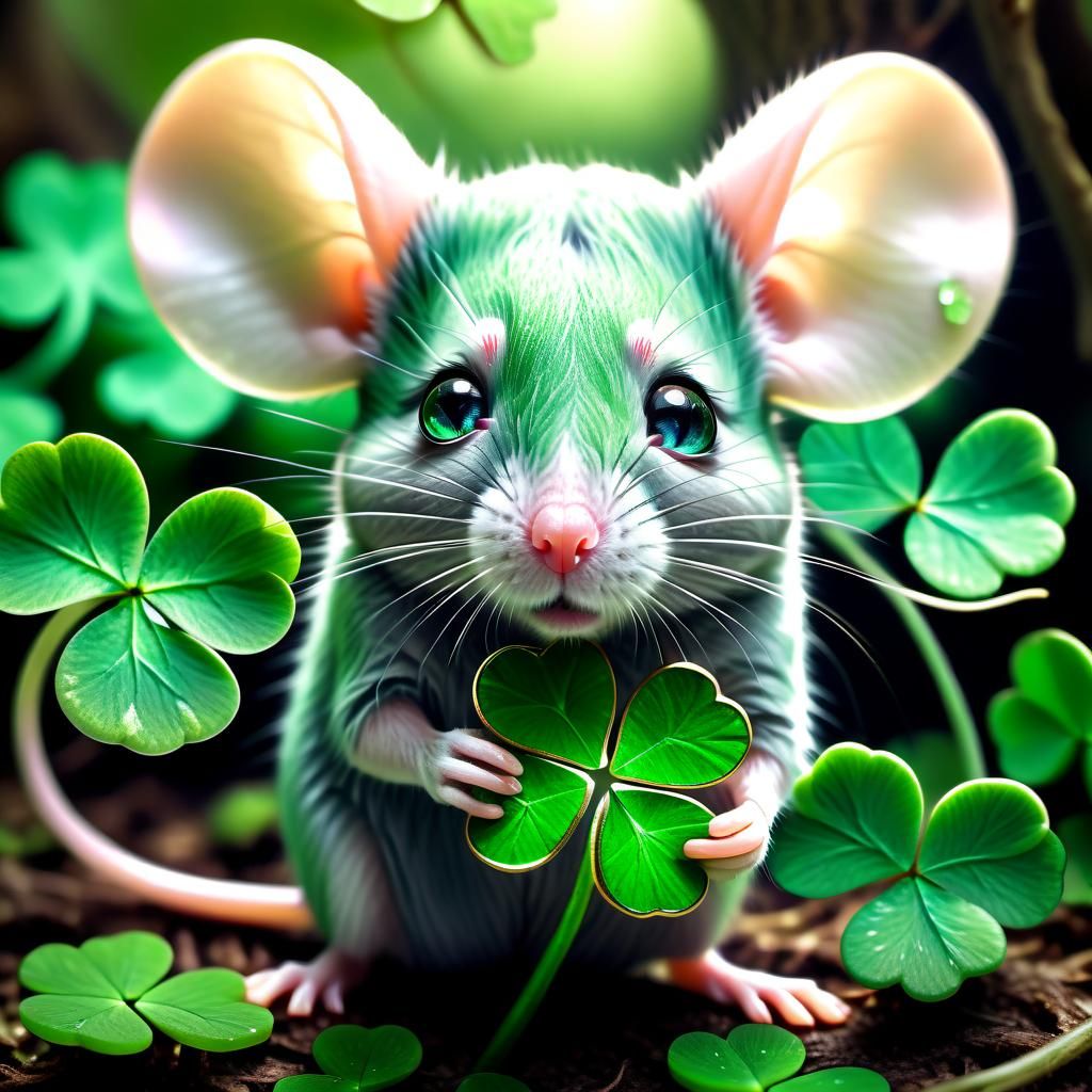 Enchanted Fairycore Mouse with Shamrock