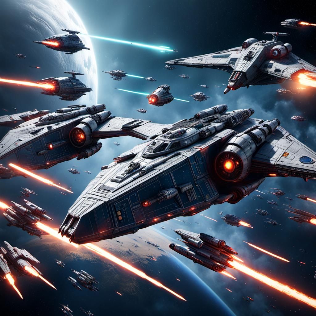 Epic Star Wars Style Space Battle in 4K