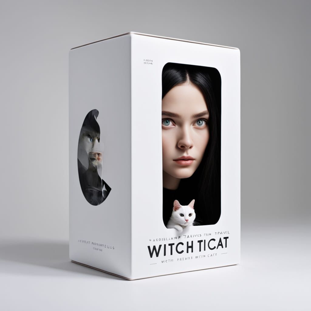 Realistic 3D Collectible Doll Box with Witch and Cat