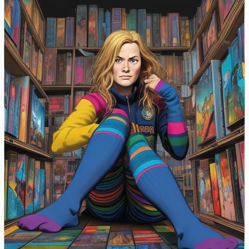 Swedish Woman in Colorful Socks: Comic Book Art