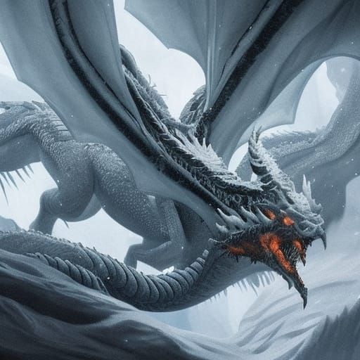 Sleeping Ice Dragon Humanoid in Icy Cave