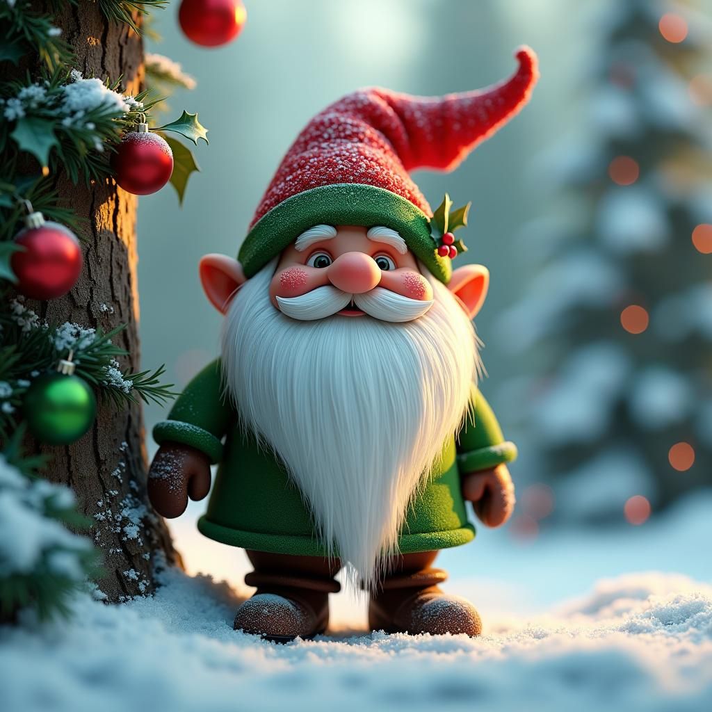 Festive Christmas Gnome in Winter Wonderland