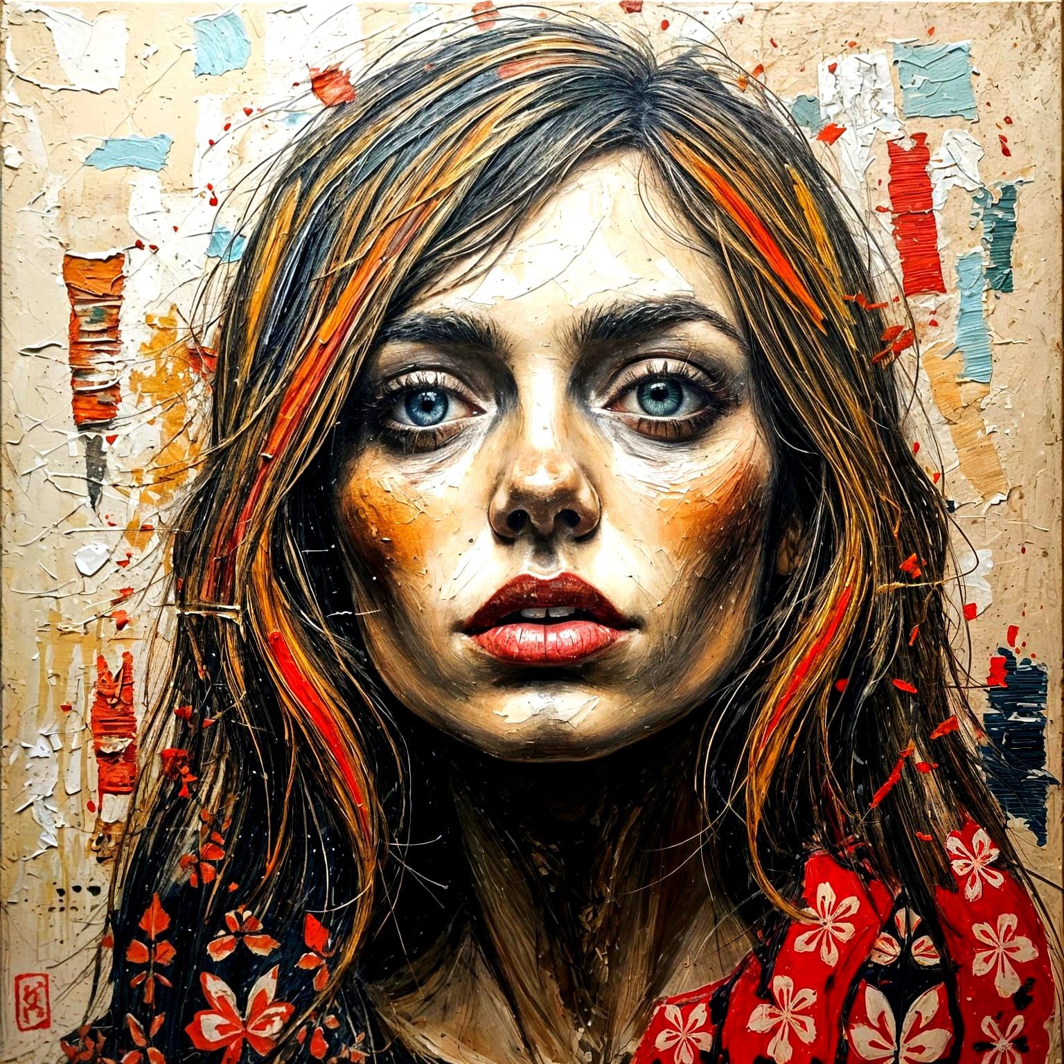Expressive Impasto Portrait on Canvas