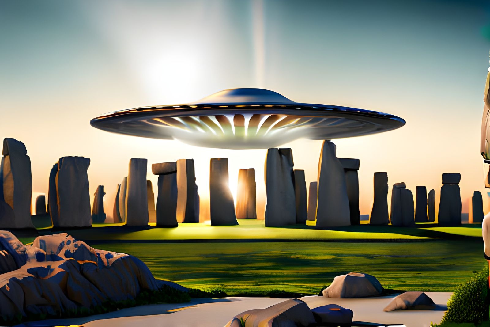Realistic UFO Over Stonehenge in High Definition