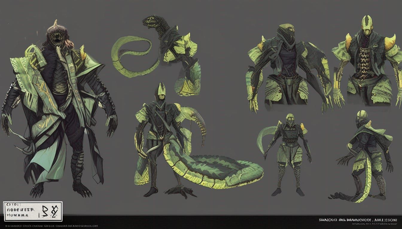 Humanoid Snake Monster Character Concept Art