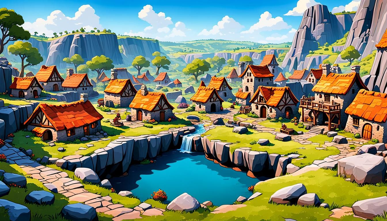 Vibrant Prehistoric Town of Bedrock