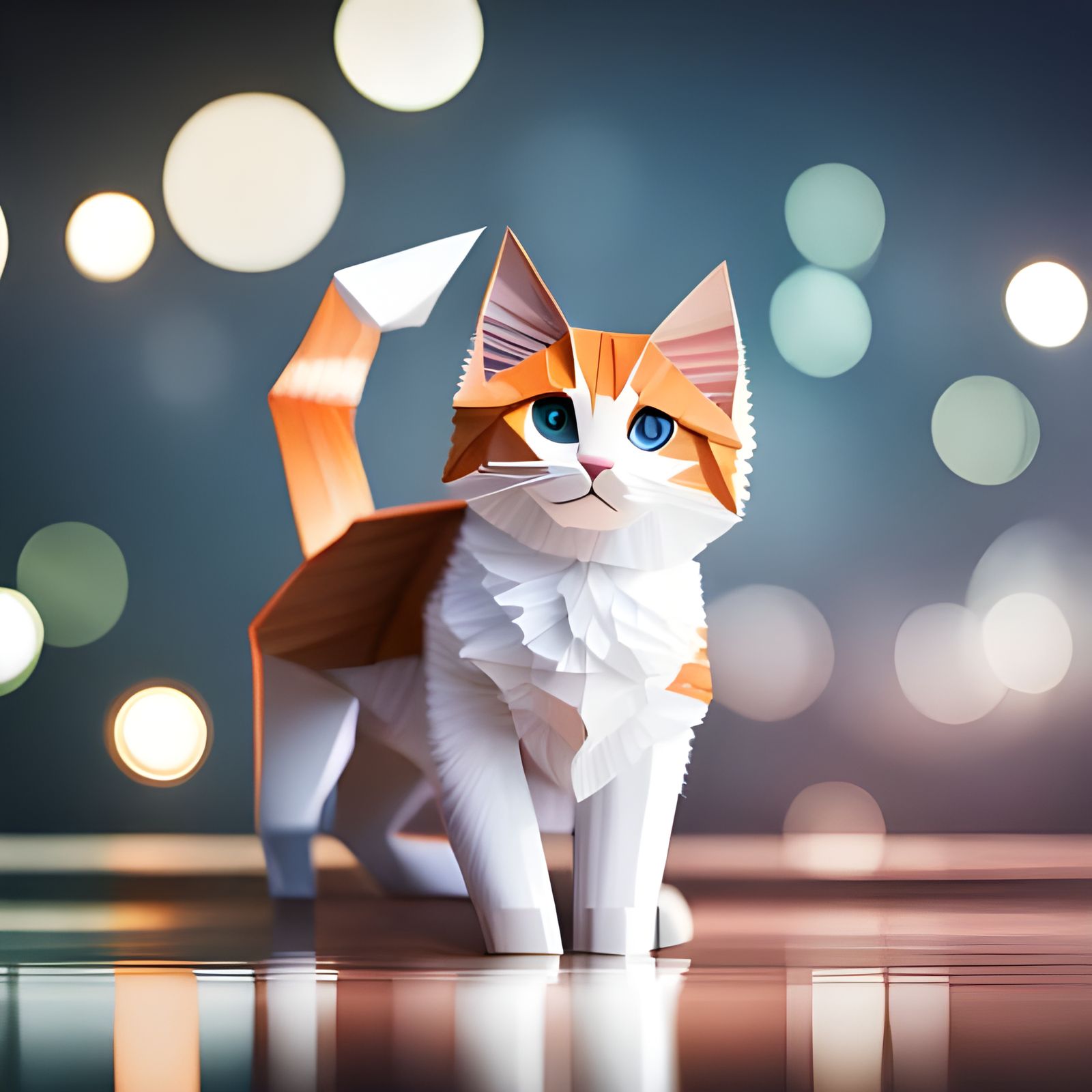 Origami Kitten Papercraft in Soft Focus