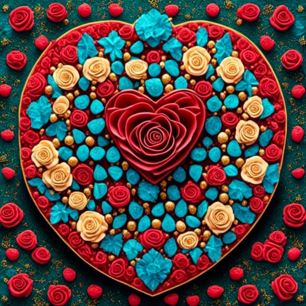 Chocolates, Roses, and Jewelry in Hyperrealistic Style