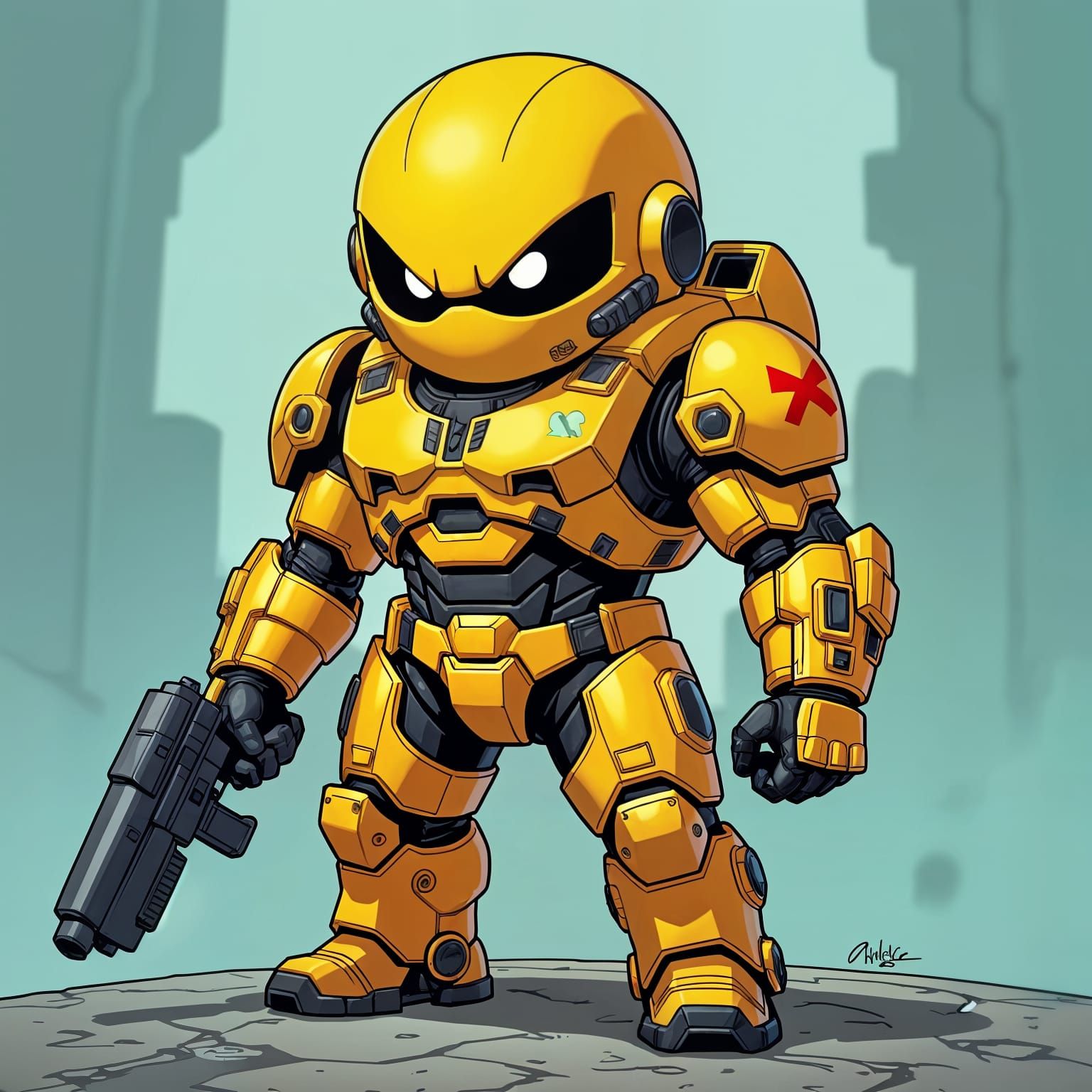 Pac-Man Master Chief Fusion in Comic Book Style