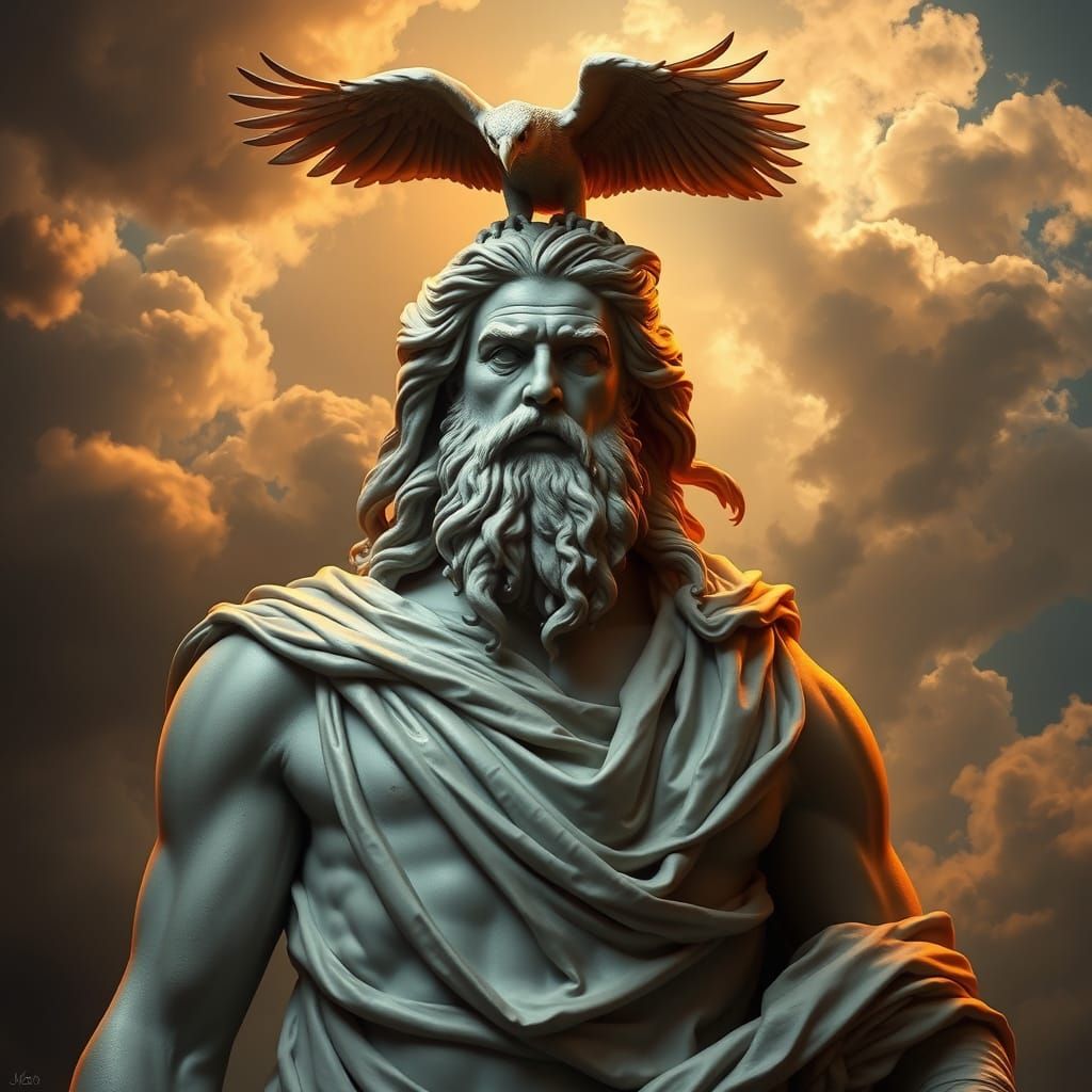 Classical Greek God of Olympus, Zeus, in Realistic Style