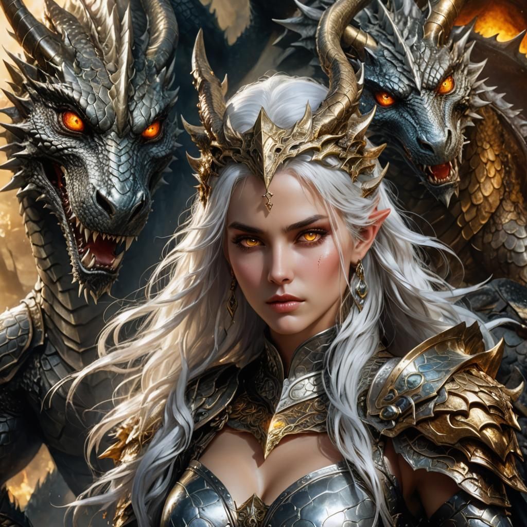 Goddess with Dragons: Fantasy Illustration in Vibrant Colors