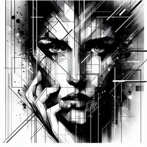 Stylized Portrait in Abstract Expressionist Style