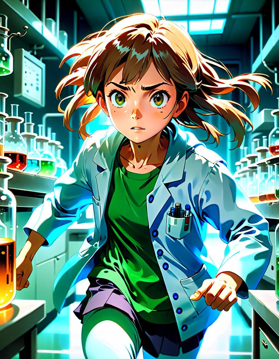 Female Scientist Portrait in Anime Key Visual Style