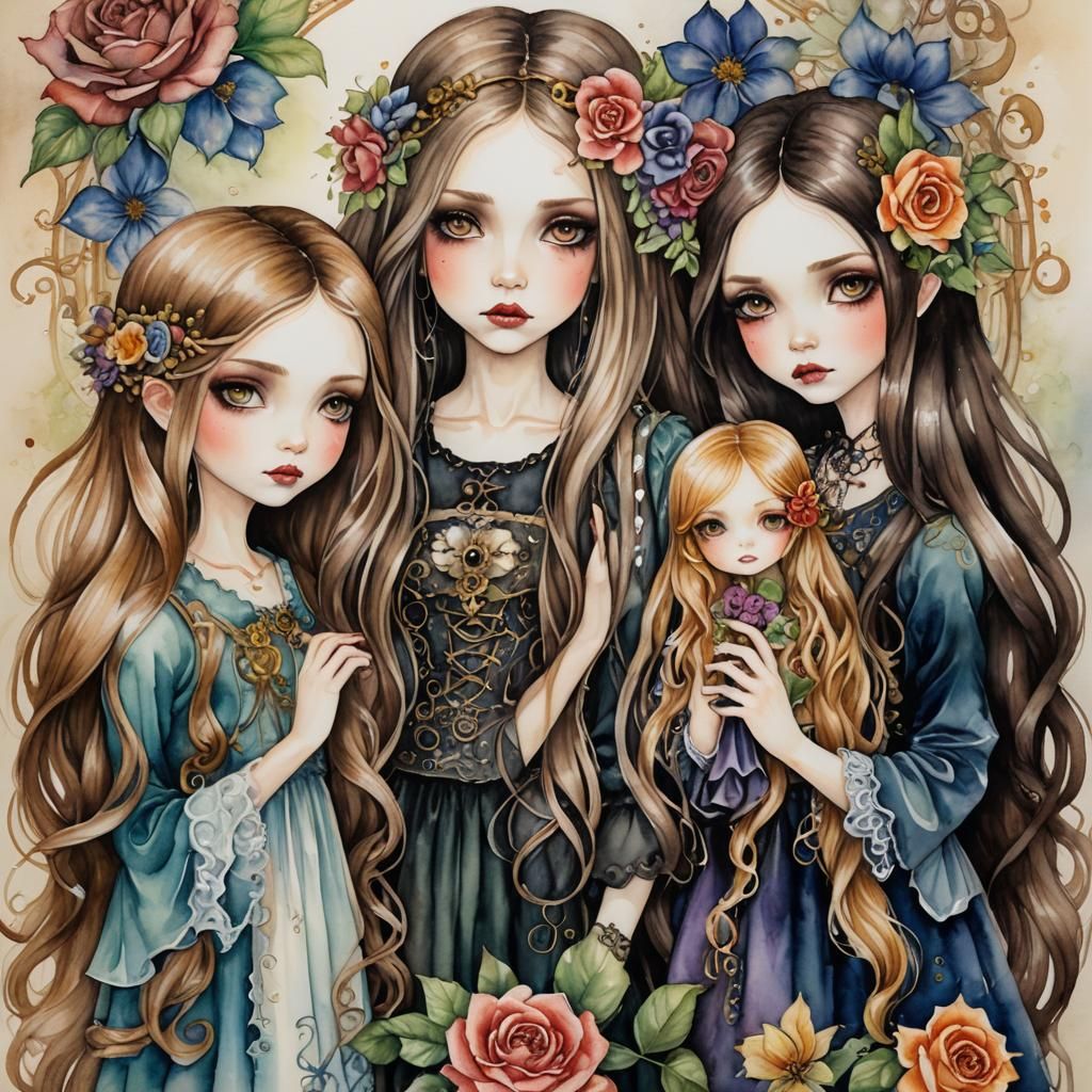 Triplets and a doll