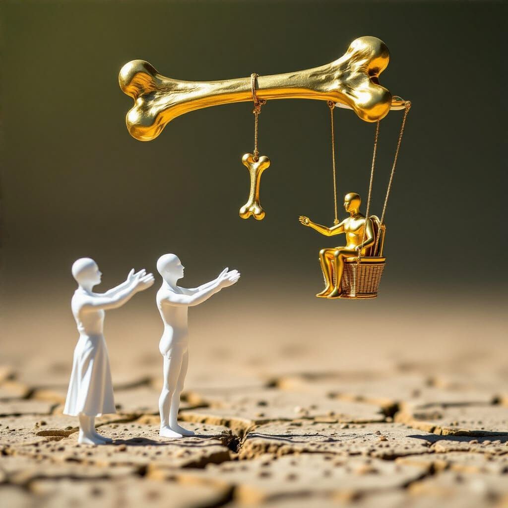 Surreal Sculptures Reach for Golden Bone in Cubist Photograp...