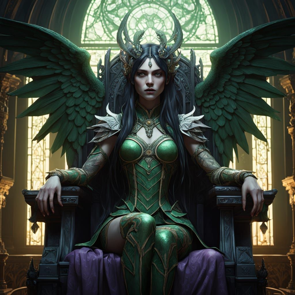 Lilith on Gothic Throne, Dark Fantasy Concept Art