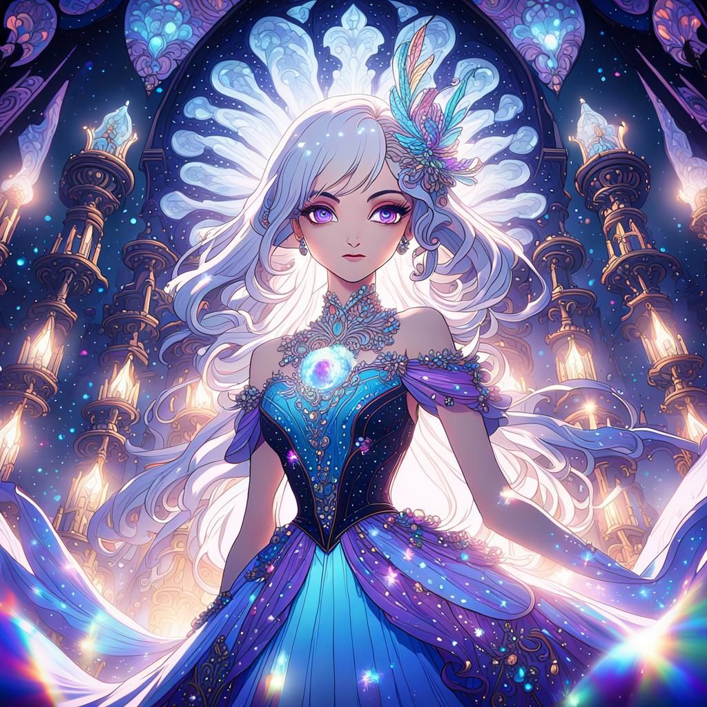 Baroque Anime Girl Portrait in Cel-Shaded Style