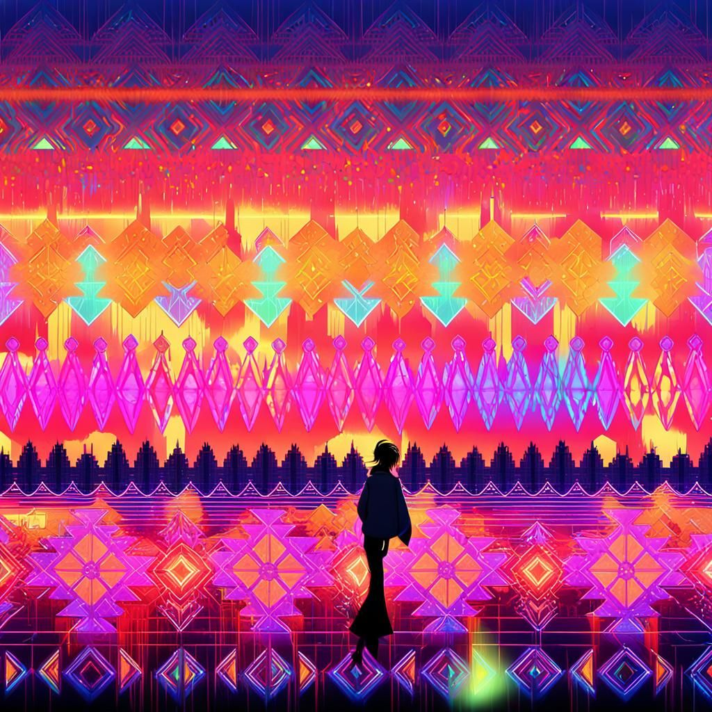 Dreamlike Anime Cityscape with Neon Reflections