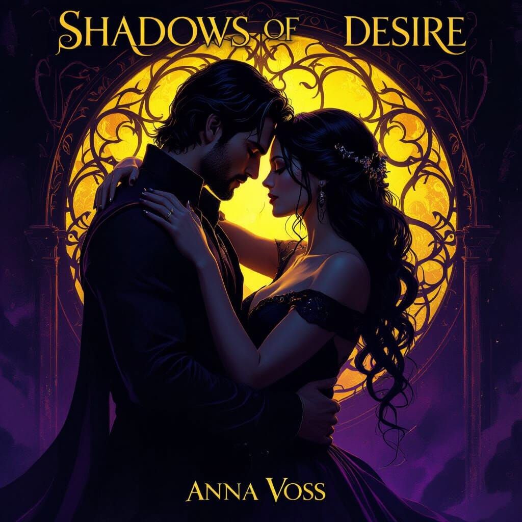 Dark Romance Book Cover: Embracing Couple with "Shadows of D...