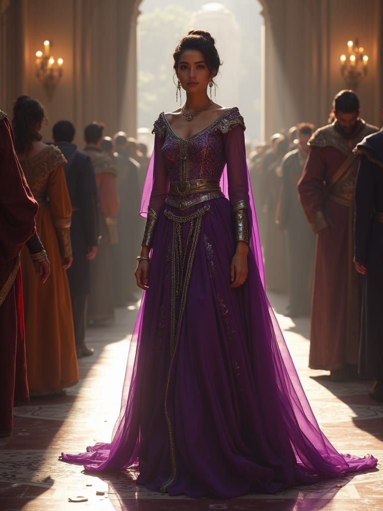 Jasnah Kholin in Regal Gown, Photorealistic Style