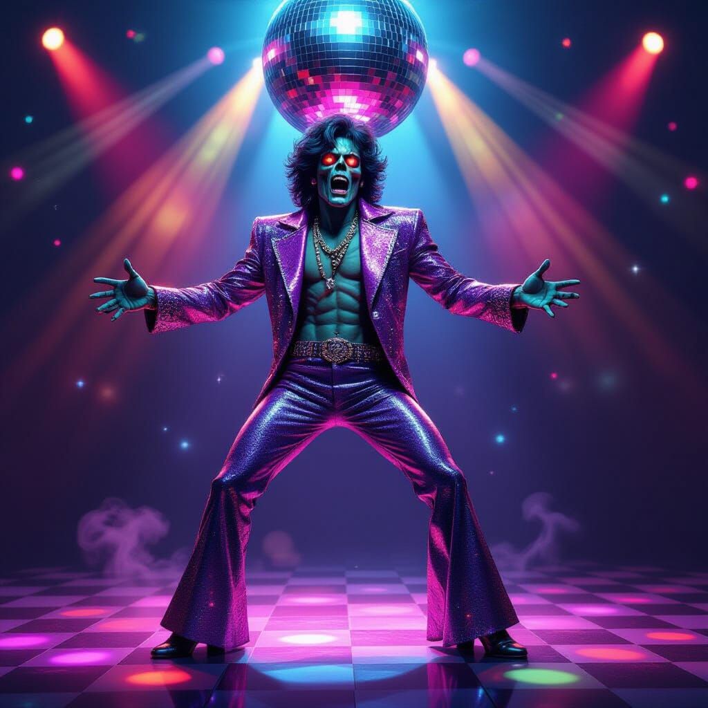 Cool Zombie Dancer in 70s Disco Ballroom